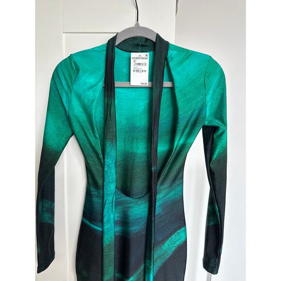 Farai London LYRA Abstract Long Sleeve Stretch Woven Mini Dress, Size XS, NWT - Picture 5 of 9